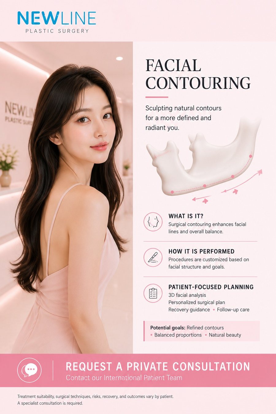 Facial lifting at Newline Clinic, Busan