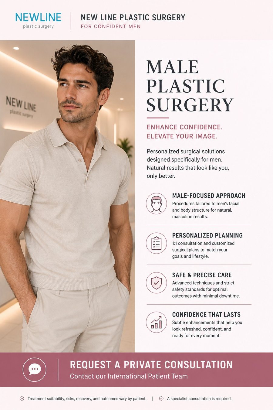Male plastic surgery at Newline Clinic, Busan